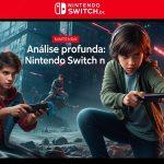 Brazilian gamer with Nintendo Switch in a Brazilian electronics store