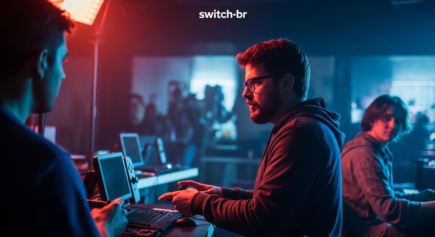 Brazilian family playing Nintendo Switch at home