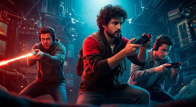 Brazilian family playing Nintendo Switch at home