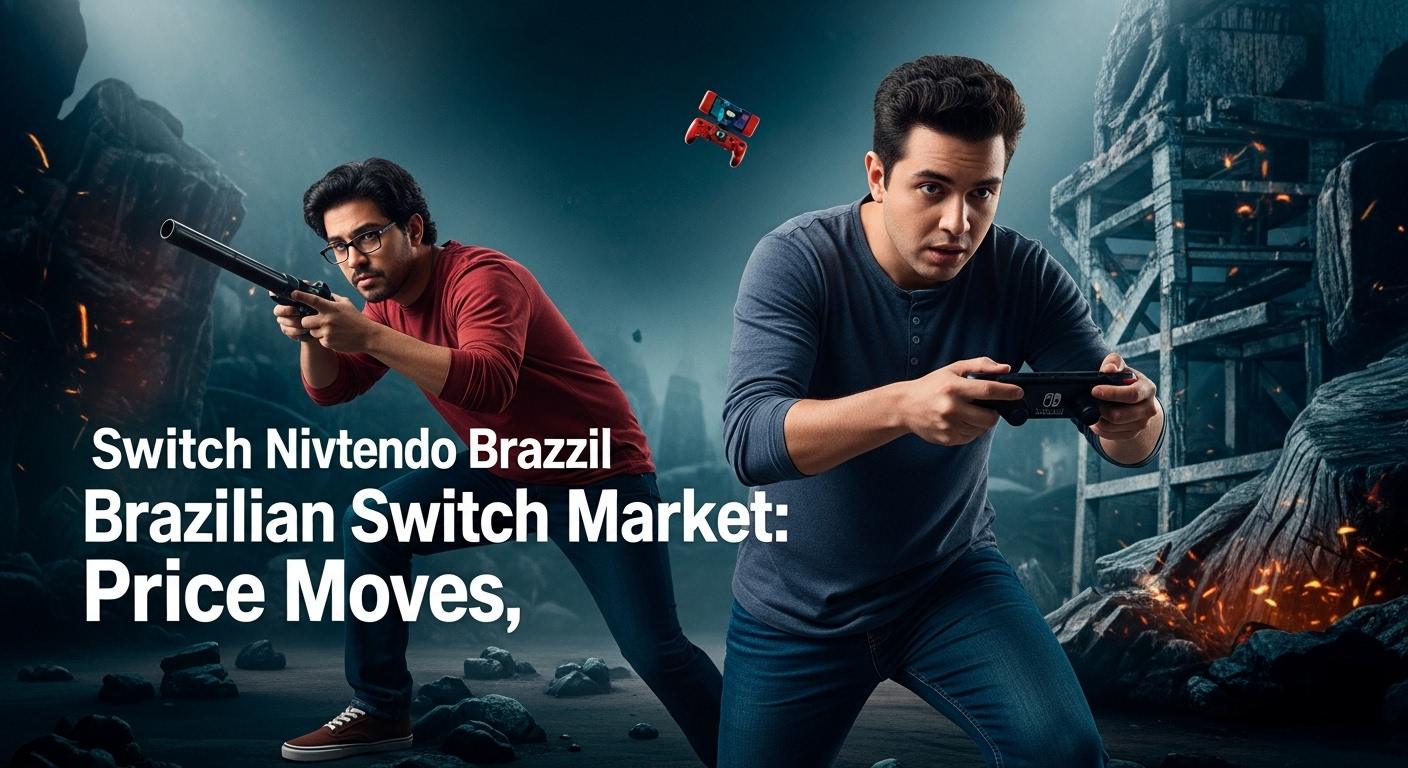 Brazilian household enjoying a Nintendo Switch with promotional materials in the background