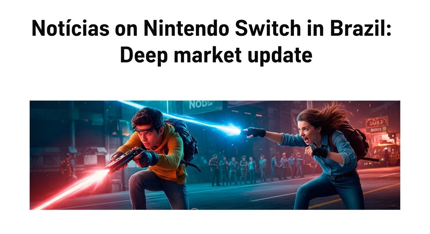Brazilian gamer with Nintendo Switch and market trend visuals