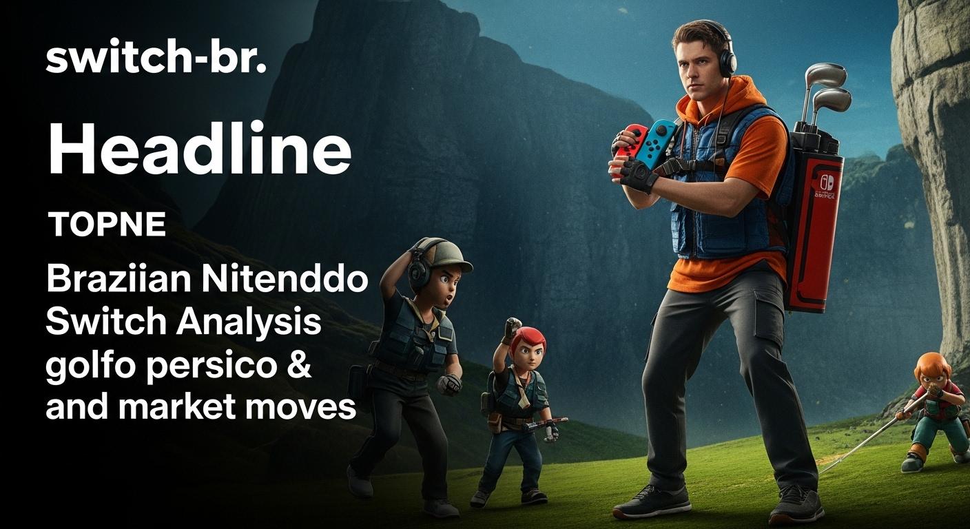 Brazilian gamer with Nintendo Switch and world-map imagery including golfo persico