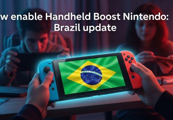 Handheld Boost concept art for Nintendo Switch in handheld play with Brazil-focused colors.